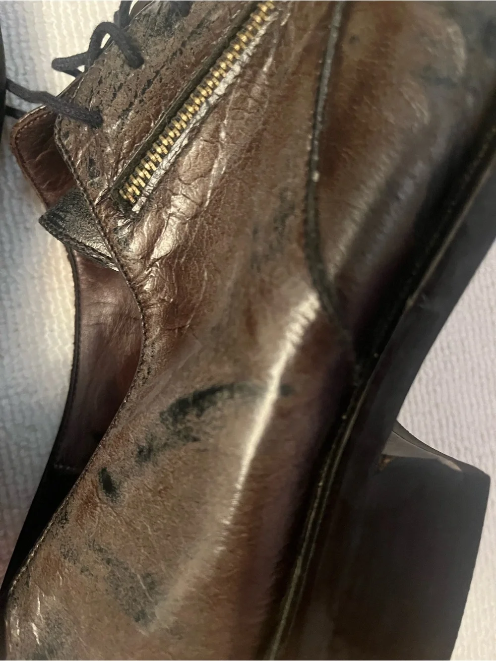 Steve Madden Brown and Black Leather Lace-Up Oxfords with Zippers